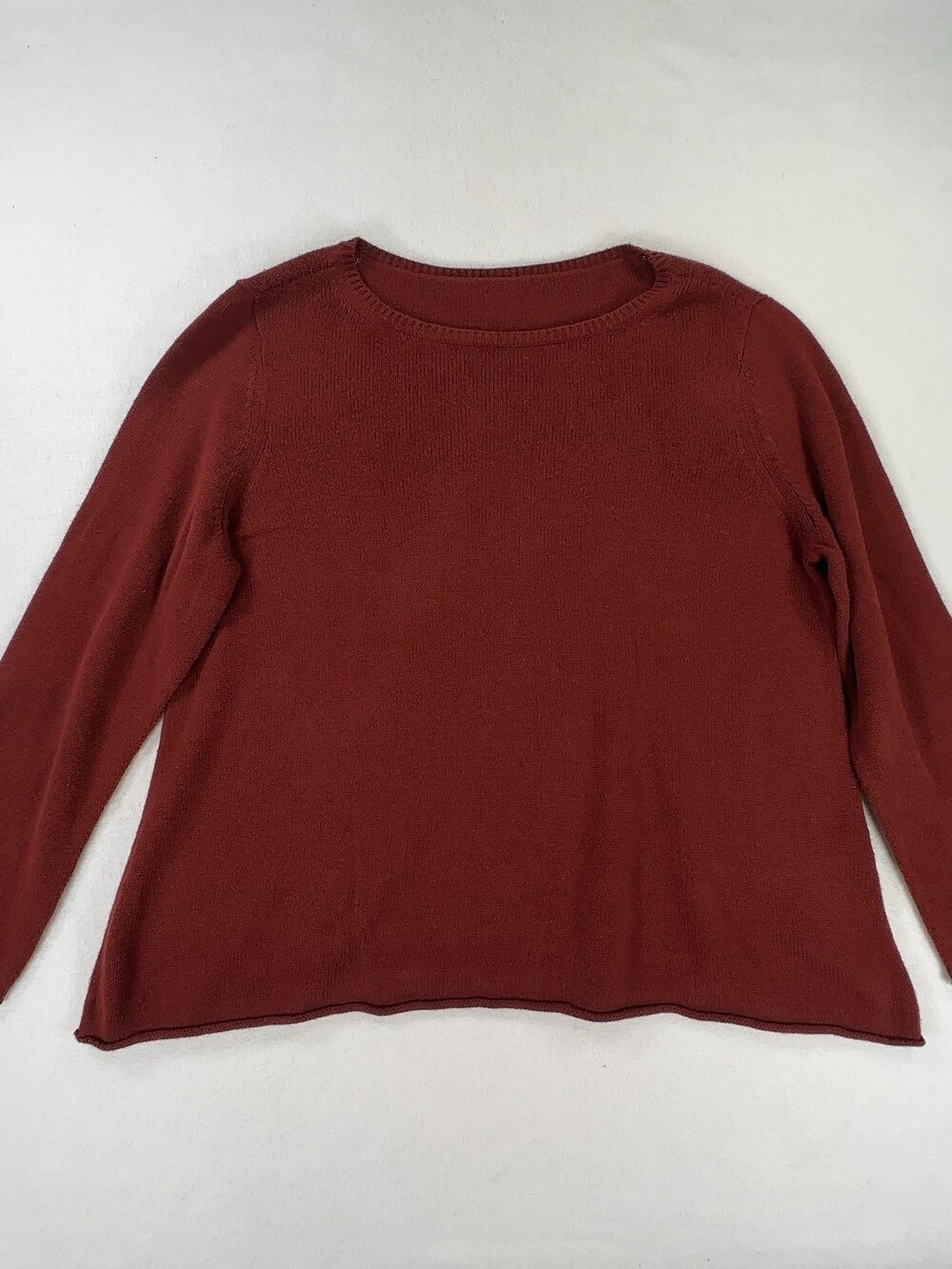 Eileen Fisher Crewneck Pullover Sweater Organic Cotton TENCEL Rust Red Womens XL